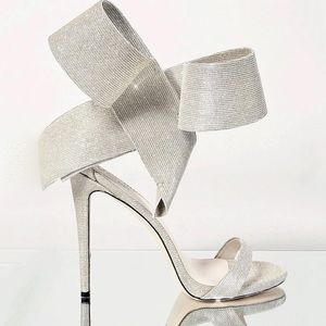 AMINAH ABDUL JILLIL GLITTER SILVER OPEN TOE SANDALS